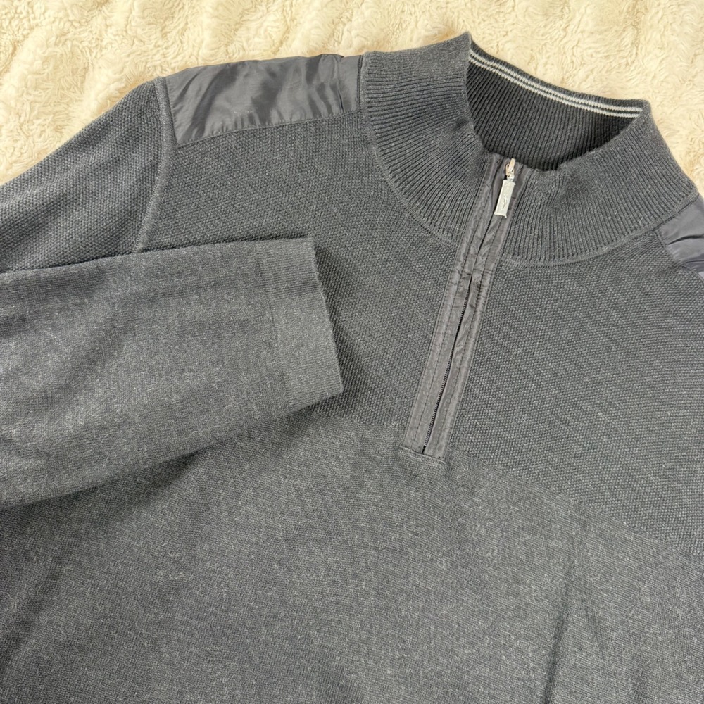 Tommy Bahama IslandZone Mens XL Gray 1/4 Zip Coolmax Pullover Sweater Pocket